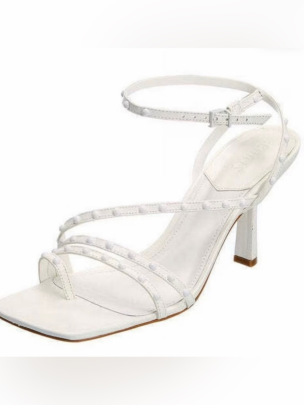 SCHUTZ White Studded Strappy Heeled Sandals